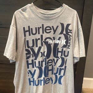 Hurley Men's Tee in Gray with Blue Logo